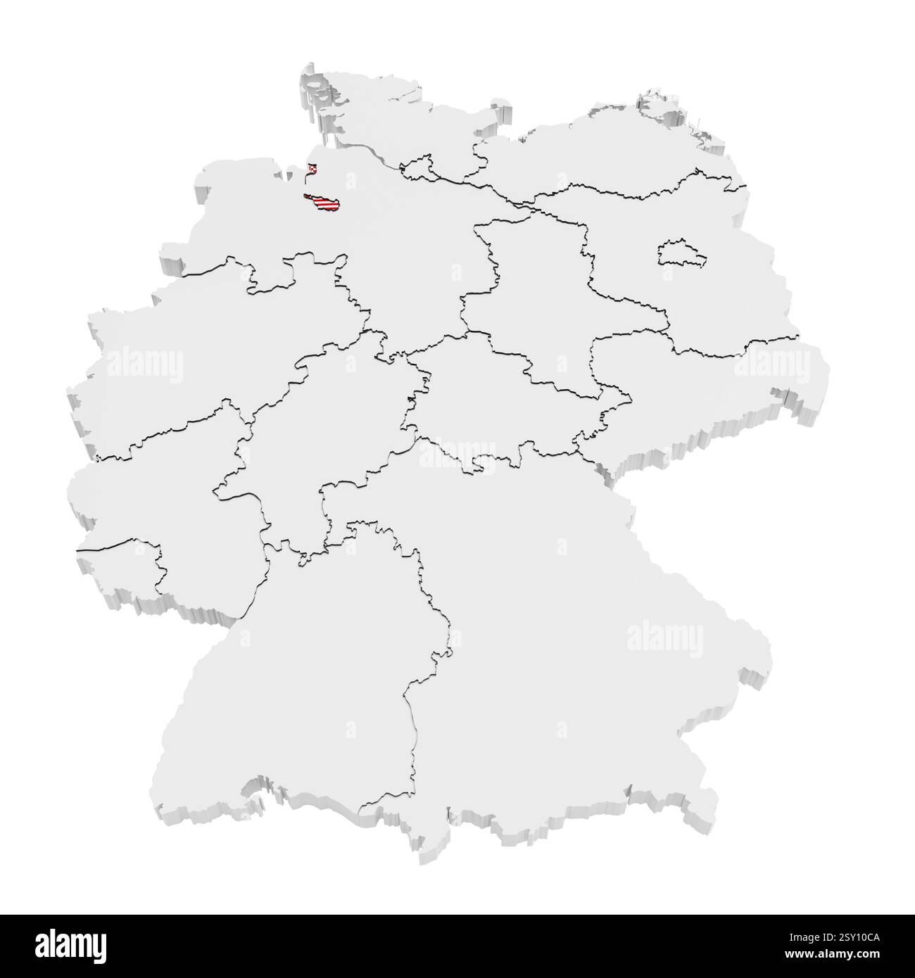 La Germania e tutti i suoi stati. Lo stato di Brema ha evidenziato e coperto secondo la bandiera ufficiale. Foto Stock