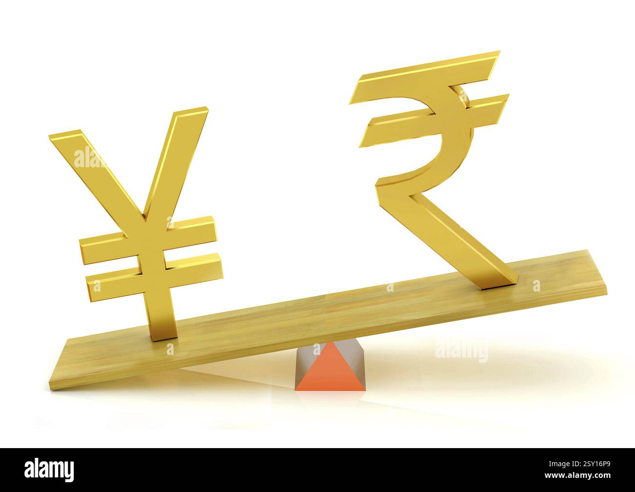 Bilanciamento, yuan cinese e rupia indiana, India, Asia Foto Stock