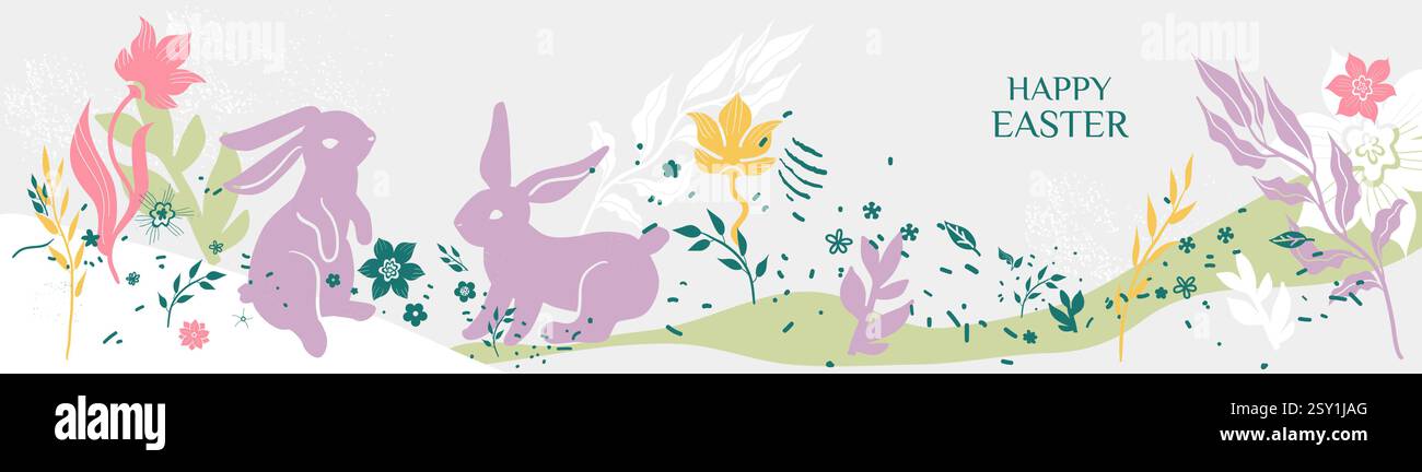 Banner coniglietti di Pasqua Illustrazione Vettoriale
