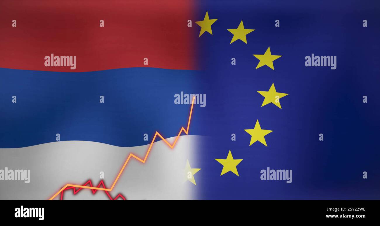 Immagine dei diagrammi sulle bandiere dei paesi bassi e dell'ue Foto Stock