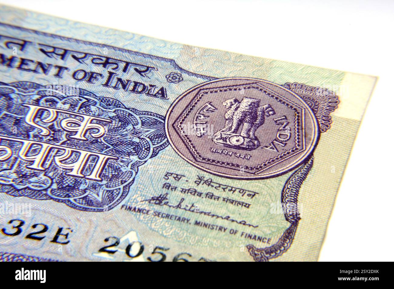 Concetto di valuta indiana una nota di rupia Foto Stock