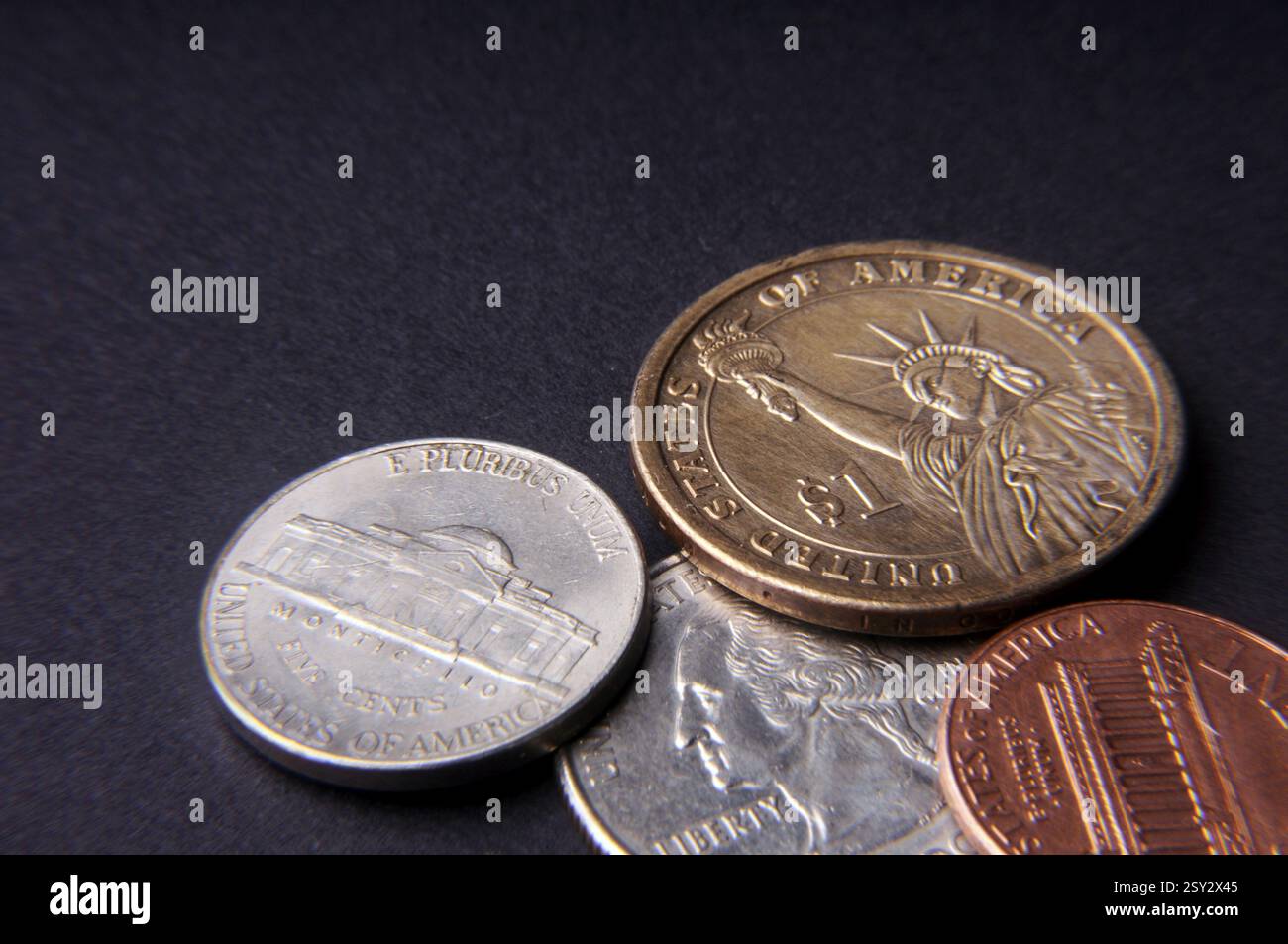 Concetto di monete americane Foto Stock