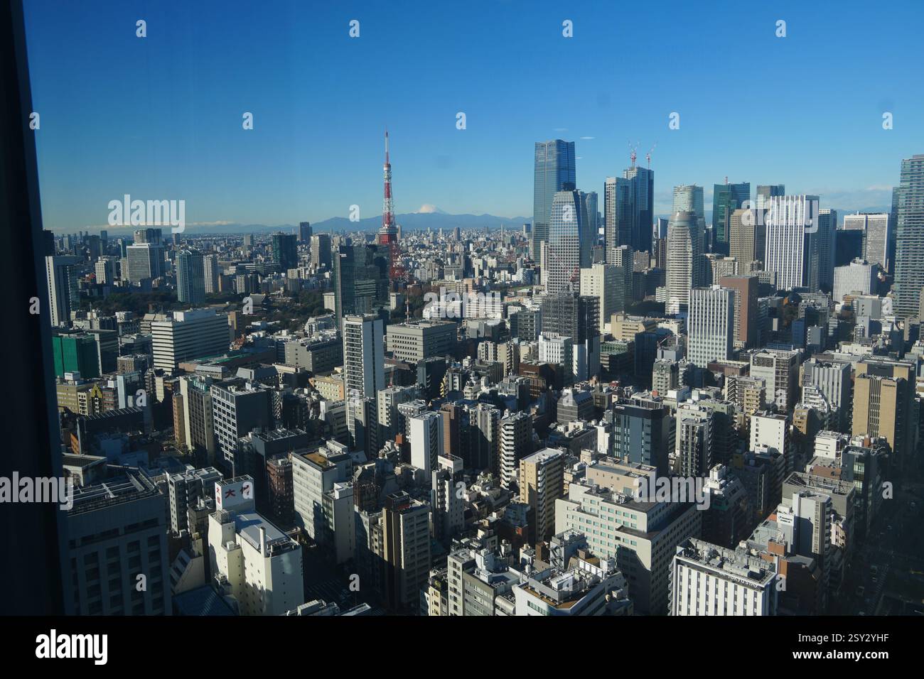 Skyline di Tokyo, Tokyo Tower e Monte fuji in lontananza, Tokyo, Giappone Foto Stock