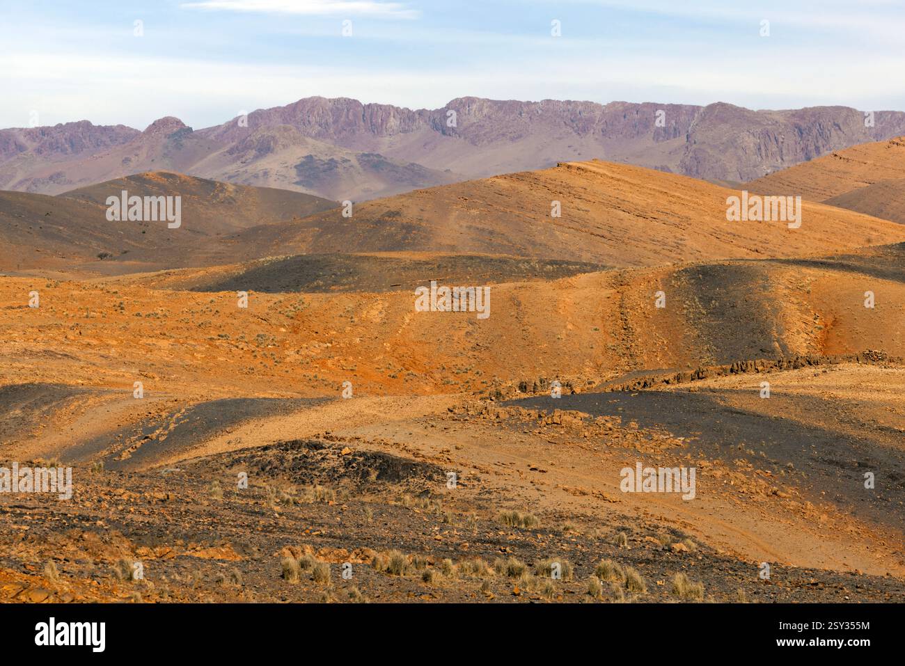 Le montagne stratificate dell'Anti-Atlante in Marocco. Foto Stock