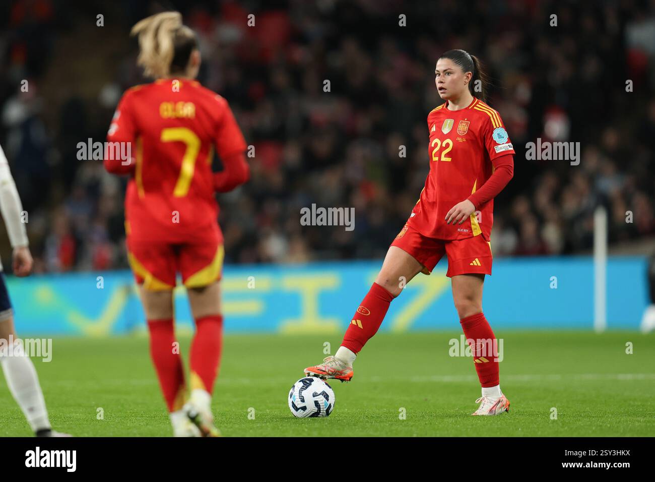 Londra, Regno Unito. 26 febbraio 2025. Londra Inghilterra, 26 febbraio 2025: Maria Mendez di Spagna durante la partita di UEFA Women's Nations League tra Inghilterra e Spagna allo stadio Wembley di Londra (Alexander Canillas/SPP) credito: SPP Sport Press Photo. /Alamy Live News Foto Stock