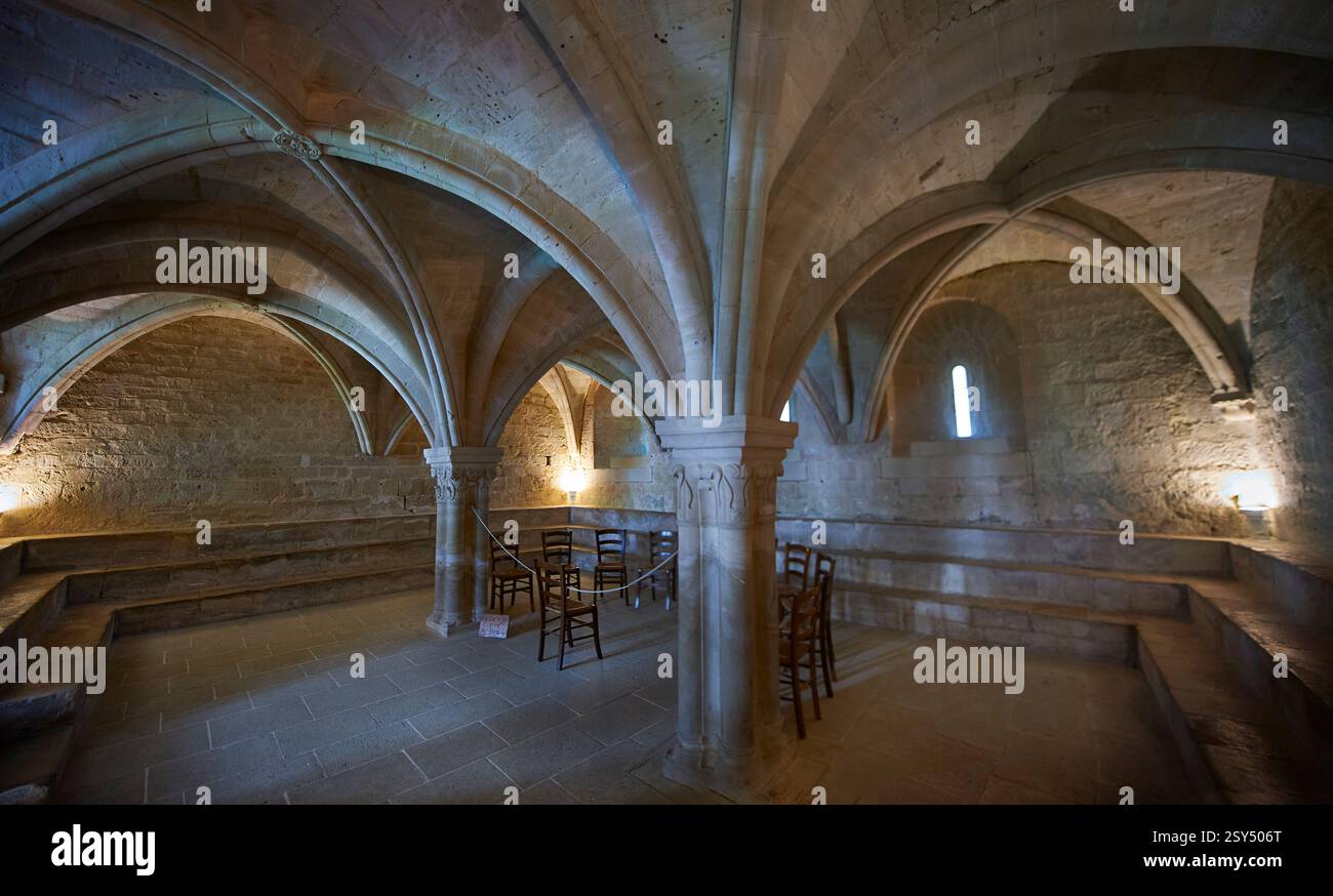 La casa capitolare del XII secolo dell'Abbazia cistercense di Notre Dame di Senanque ( 1148 ). Provenza vicino a Gordes, Francia. Foto Stock