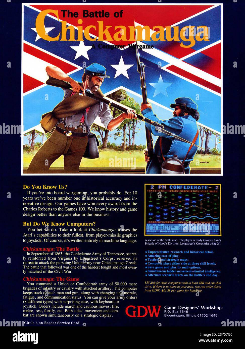 1985 The Battle of Chickamauga un wargame per computer pubblicato da Game Designers' Workshop GDW Foto Stock
