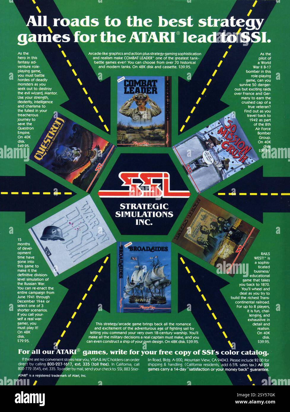1984 pubblicità per i giochi di strategia Atari SSI a 8 bit (Strategic Simulations Inc) Foto Stock