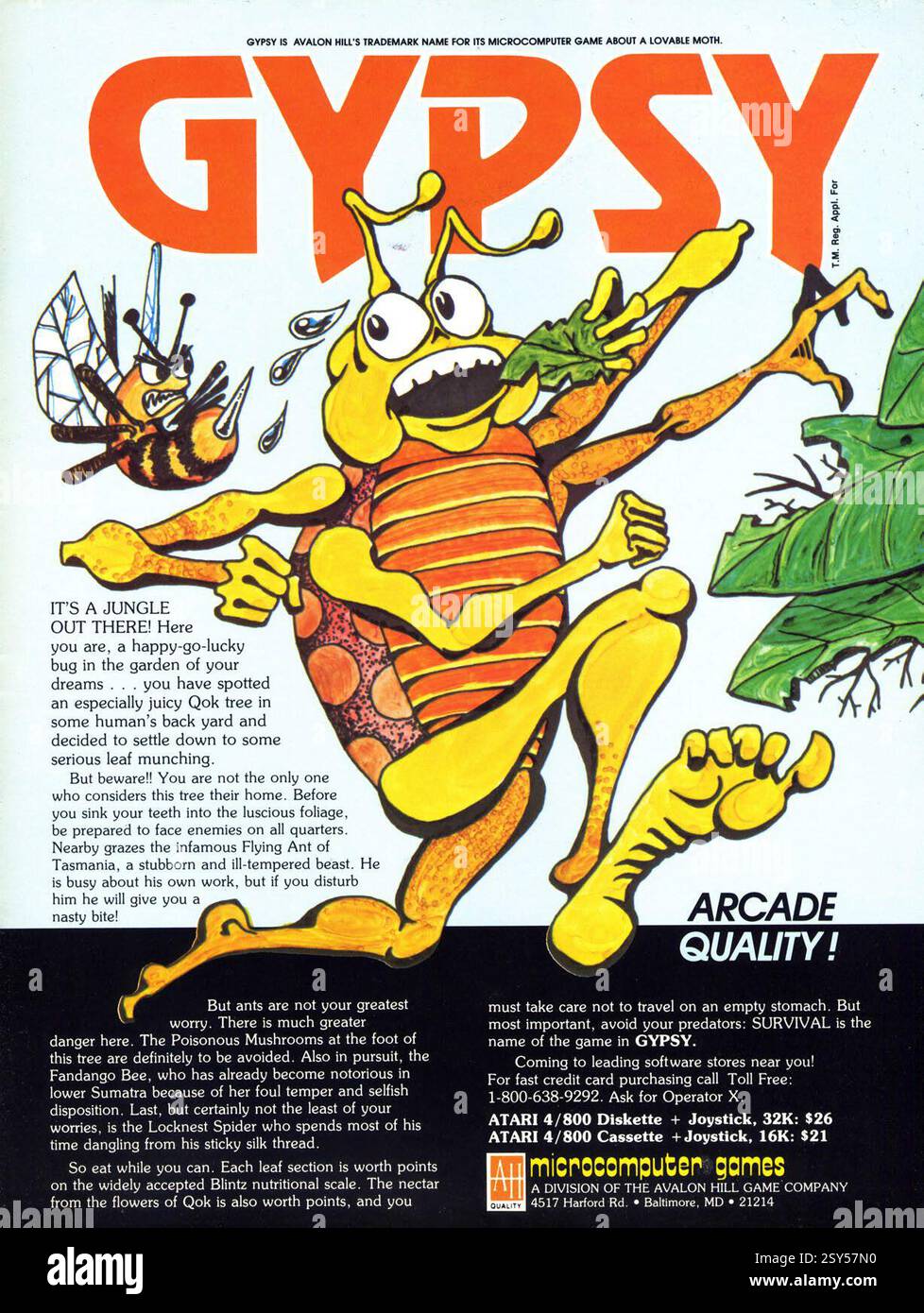 1983 pubblicità per il gioco Gypsy di Avalon Hill Foto Stock
