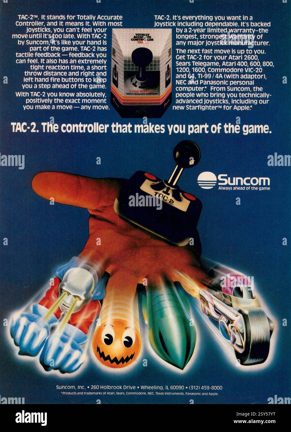 1984 annuncio joystick Suncom TAC-2 Foto Stock