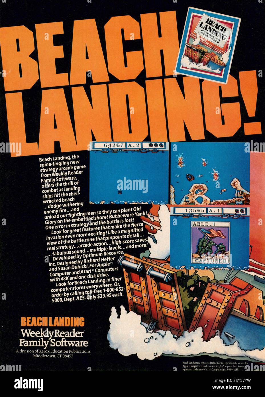 1984 annuncio per il gioco Beach Landing di Optimum Foto Stock