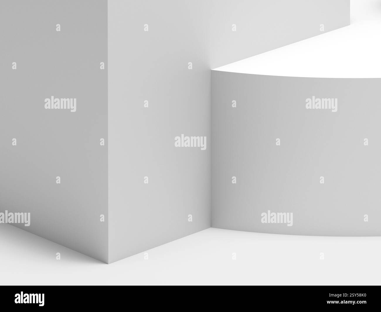 Illustrazione astratta di forme geometriche che ritraggono un'estetica moderna e minimalista con linee pulite e composizione bilanciata, ideale per la schiena creativa Foto Stock