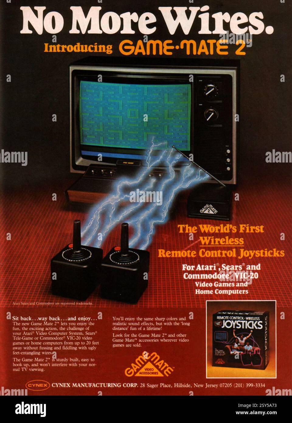 1983 annuncio per Game Mate 2, "i primi joystick di controllo remoto wireless al mondo" per sistemi di videogiochi Atari, Sears e Commodore VIC-20 e home computer Foto Stock
