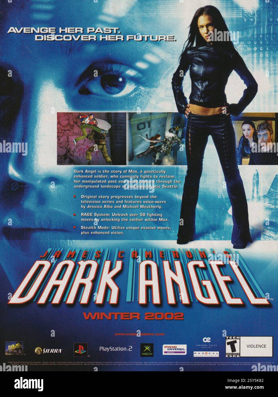 2002 James Cameron's Dark Angel game di Radical Entertainment e pubblicato da Fox Interactive e Vivendi Universal Games Foto Stock