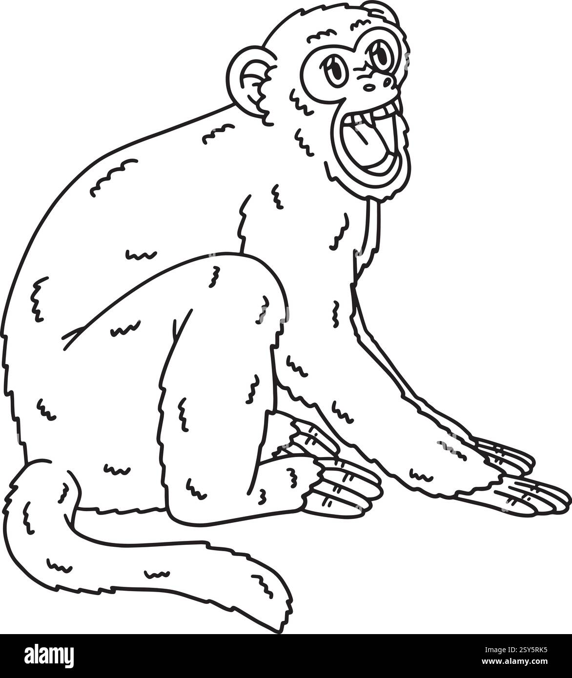 Pagina di colorazione isolata di Rhesus Macaque Monkey Illustrazione Vettoriale