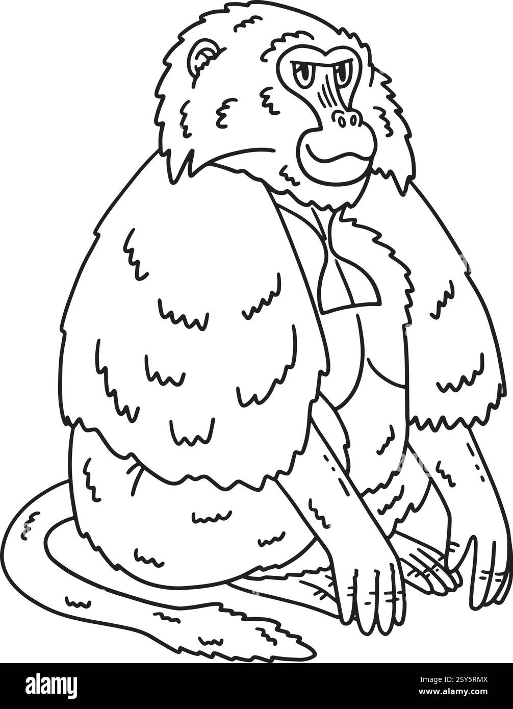 Gelada Monkey Animal isolato colorare pagina Illustrazione Vettoriale