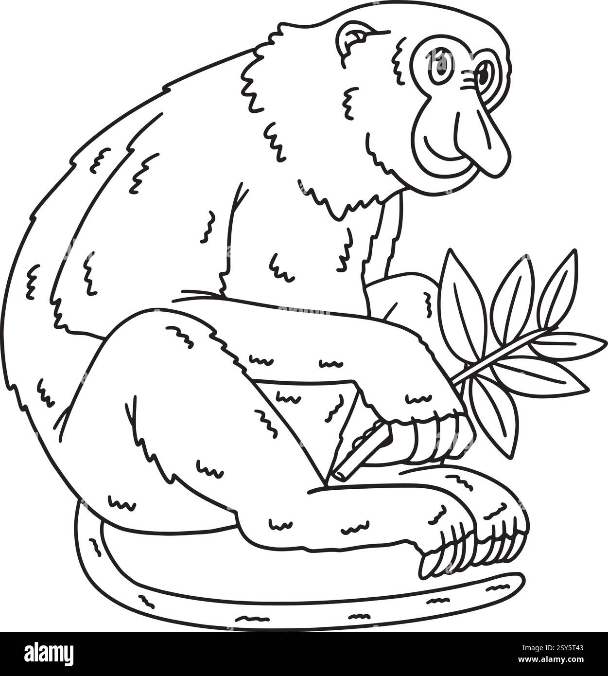 Proboscis Monkey animale isolato colorazione pagina Illustrazione Vettoriale