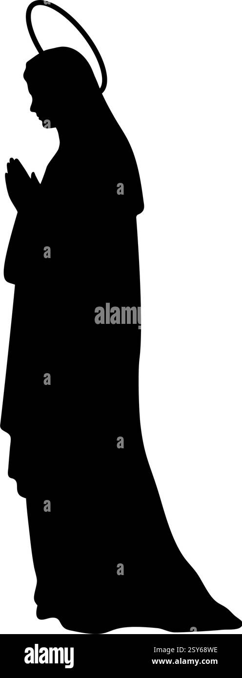 Vergine Maria che prega silhouette. Illustrazione vettoriale Illustrazione Vettoriale