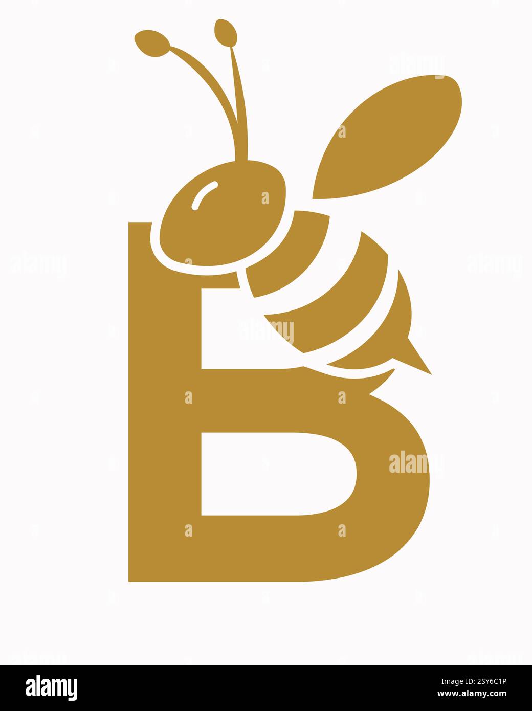 Logo iniziale dell'ape sulla lettera B del simbolo dell'ape del miele Illustrazione Vettoriale