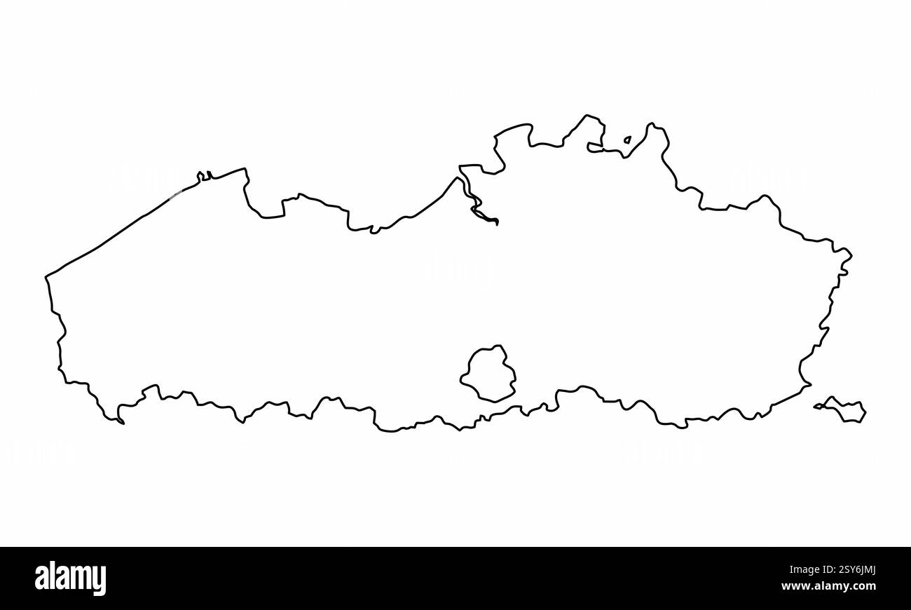 Regione delle Fiandre, mappa di contorno isolata su sfondo bianco, Belgio Illustrazione Vettoriale