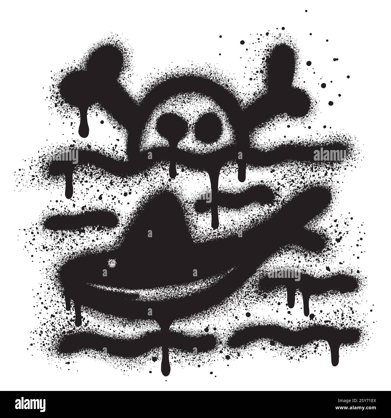 Avvertenza zona squalo in stile graffiti urbani con vernice spray nera Illustrazione Vettoriale