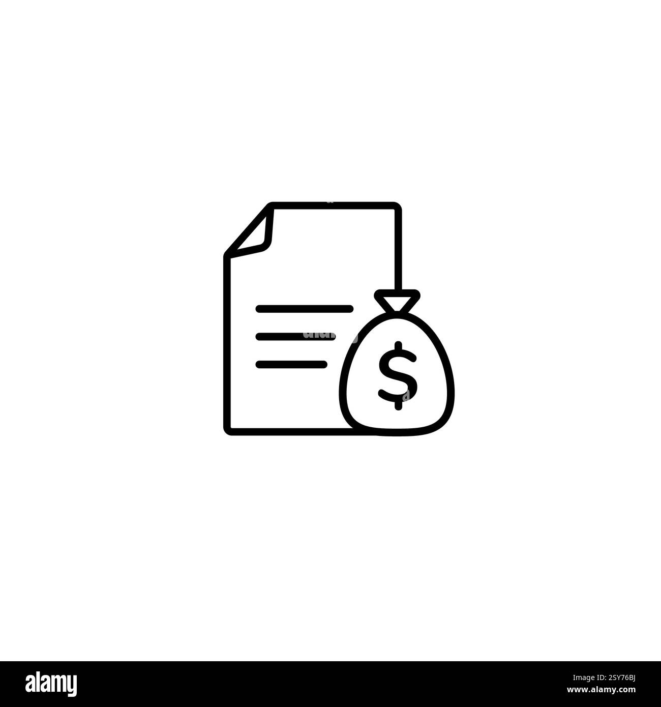 Icona della fattura con il simbolo del dollaro che raffigura la transazione finanziaria e il documento di pagamento Foto Stock