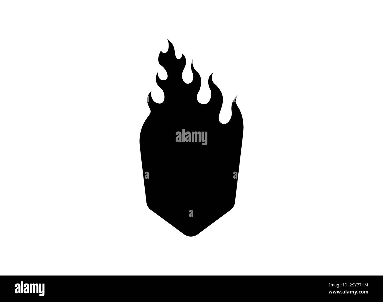 Sagoma di un simbolo di fuoco ardente che rappresenta calore ed energia in uno stile minimalista Illustrazione Vettoriale