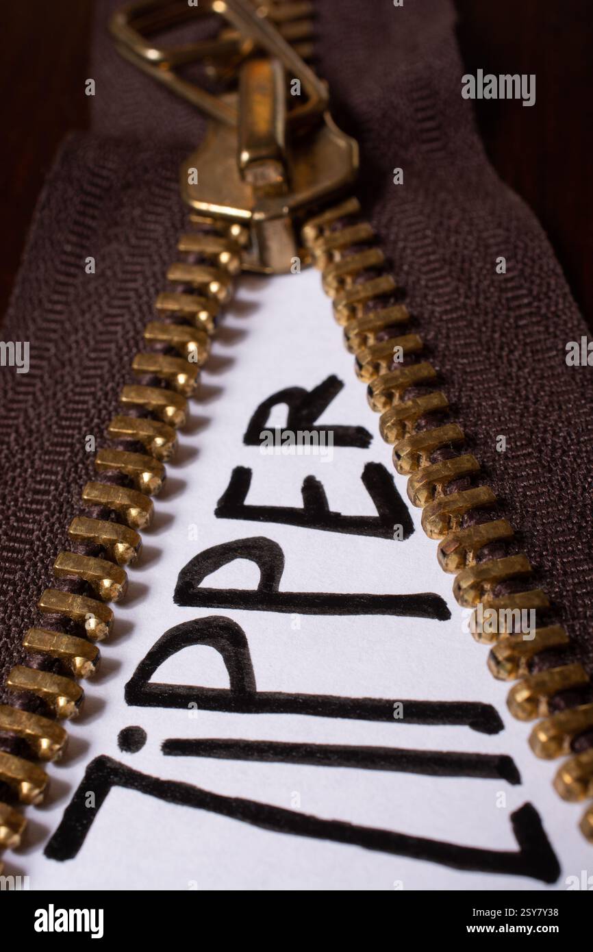 Zip fondo texture di zipper slider. Hobby concetto diy Foto Stock