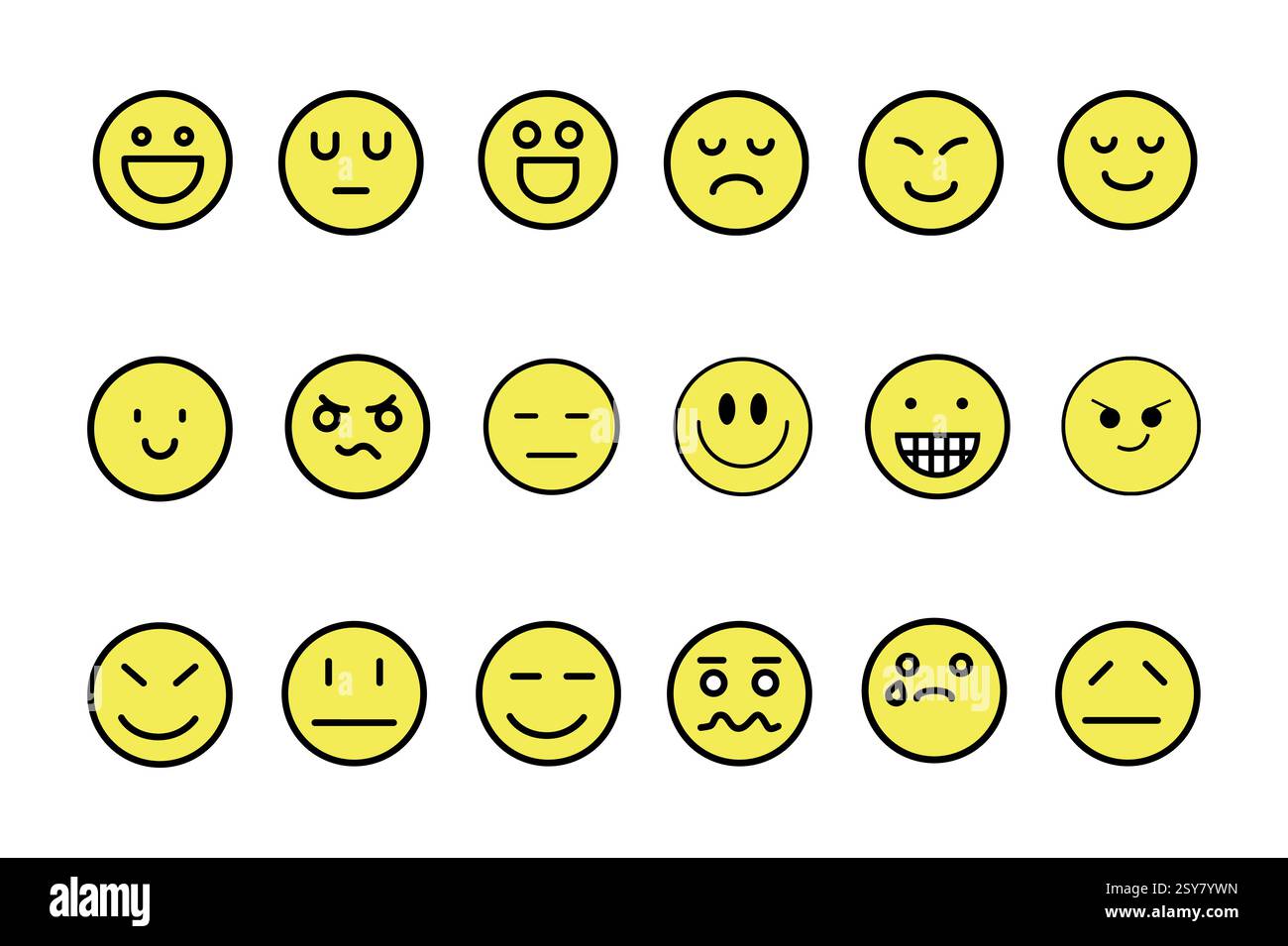 Illustrazione del vettore isolato insieme di icone emoji Illustrazione Vettoriale