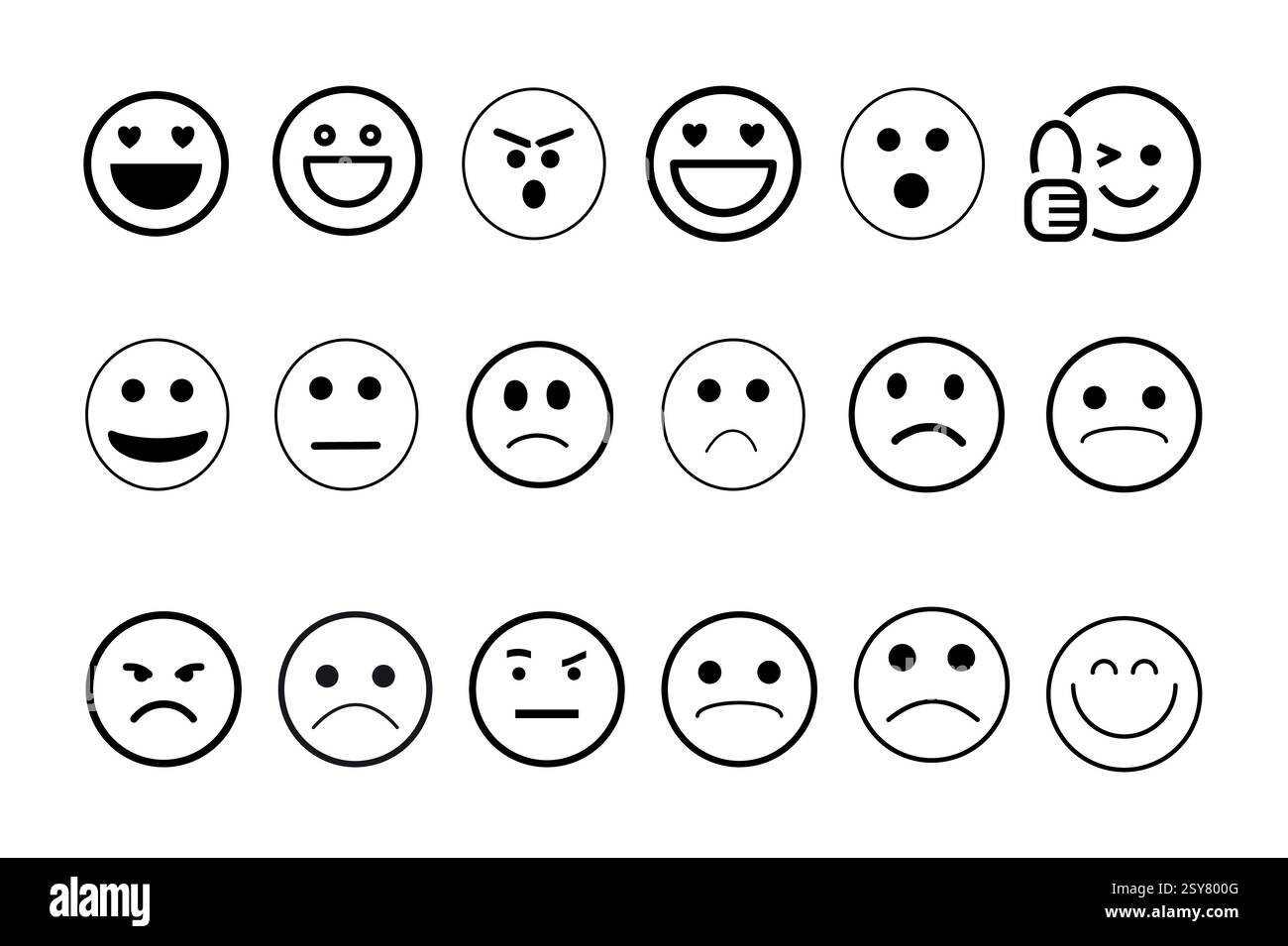 Illustrazione del vettore isolato insieme di icone emoji Illustrazione Vettoriale