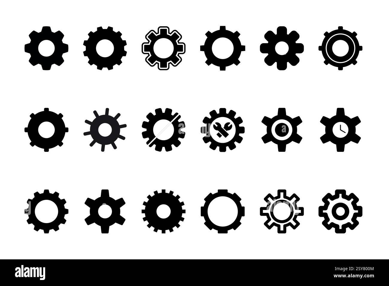 Icona di impostazione Imposta illustrazione vettore isolato in bianco e nero Illustrazione Vettoriale