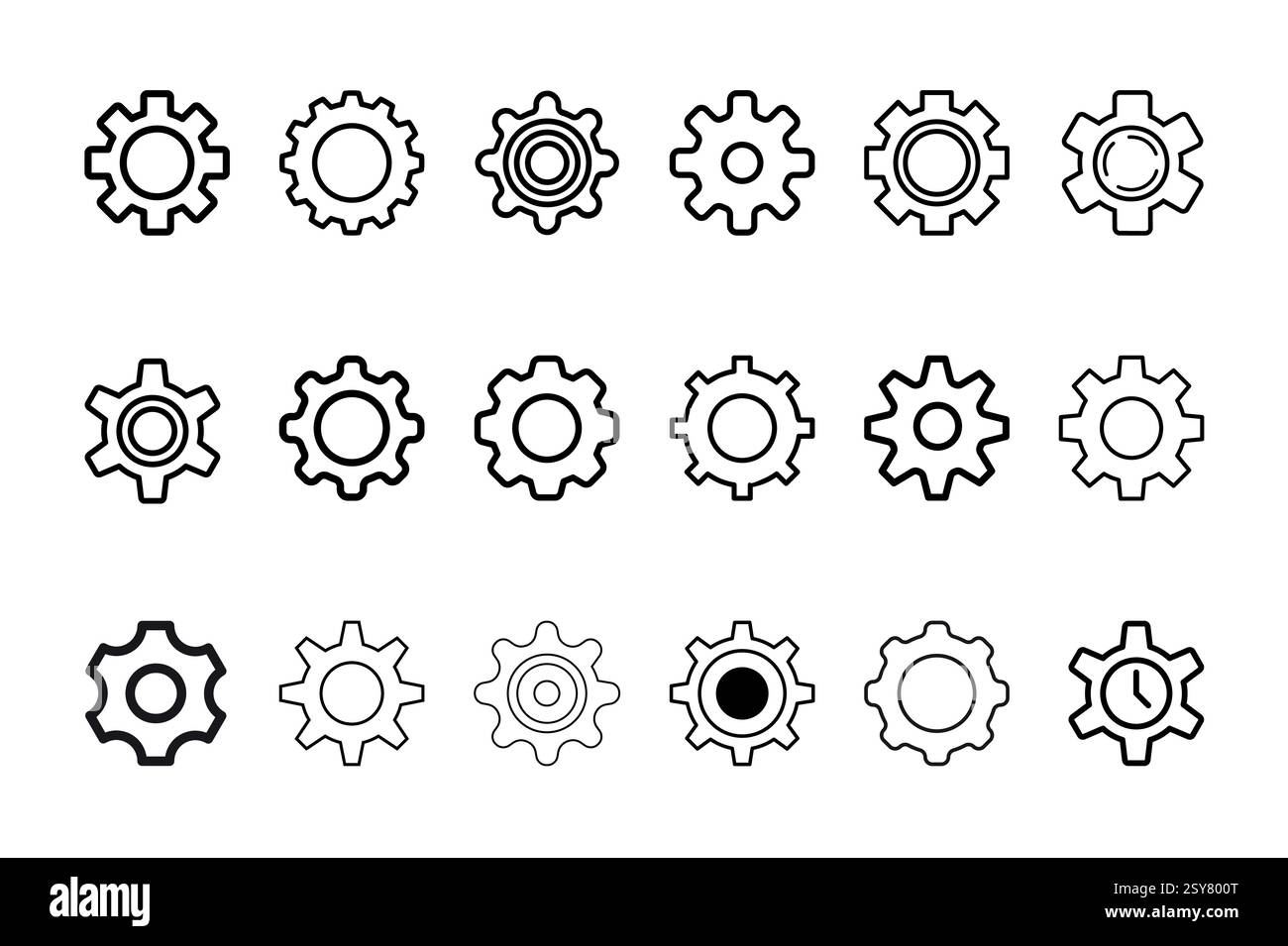 Icona di impostazione Imposta illustrazione vettore isolato in bianco e nero Illustrazione Vettoriale