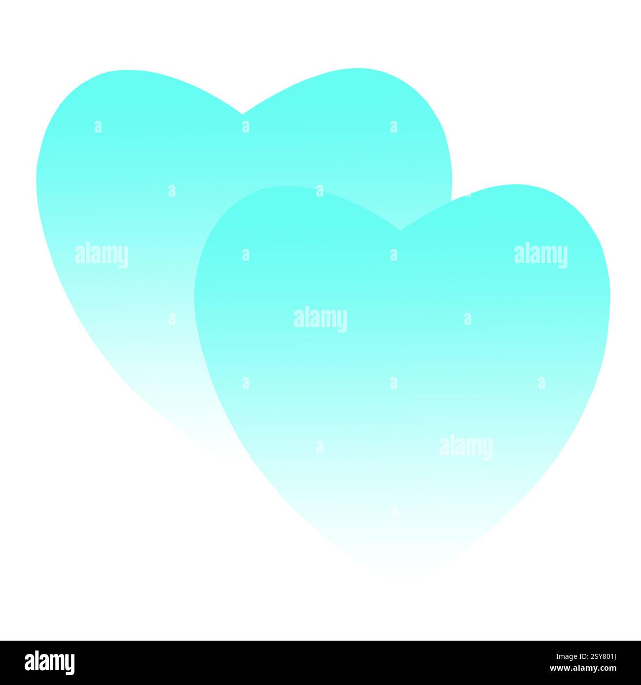 Cuori blu simbolo etereo di amore sul bianco. Astratta due cuori come un unico concetto per il logo, il biglietto di auguri. Disegno astratto gradiente. Foto Stock