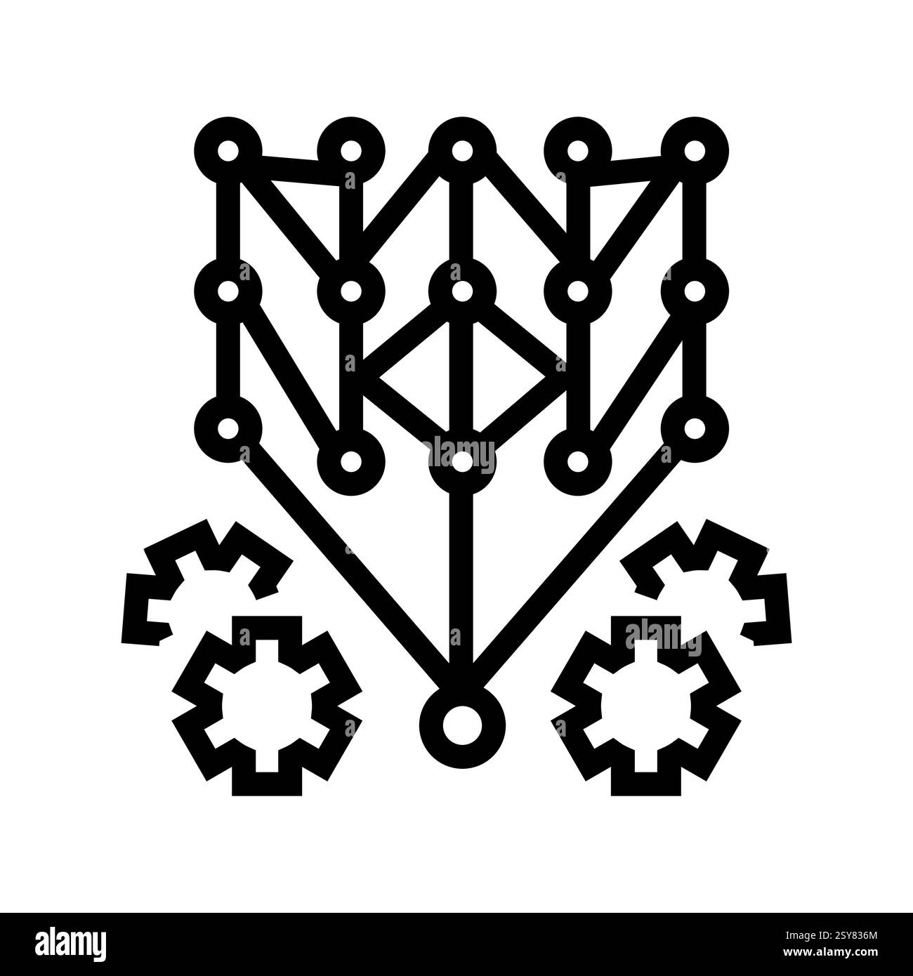 Icona della linea nera Deep Neural Network (rete neurale profonda) Illustrazione Vettoriale