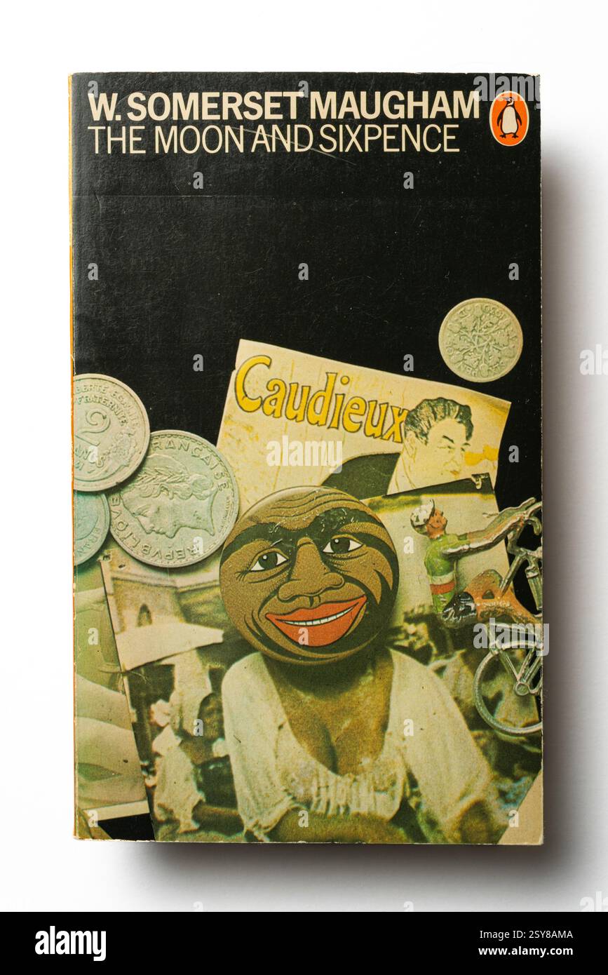 1972 copia del libro cartaceo The Moon and Sixpence di W. Somerset Maugham: Phillip Roberts Foto Stock