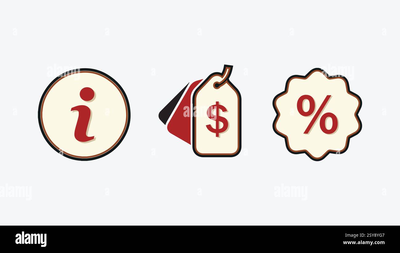 Set di icone finanziarie - logo chi siamo - Logo Price Tag Illustrazione Vettoriale