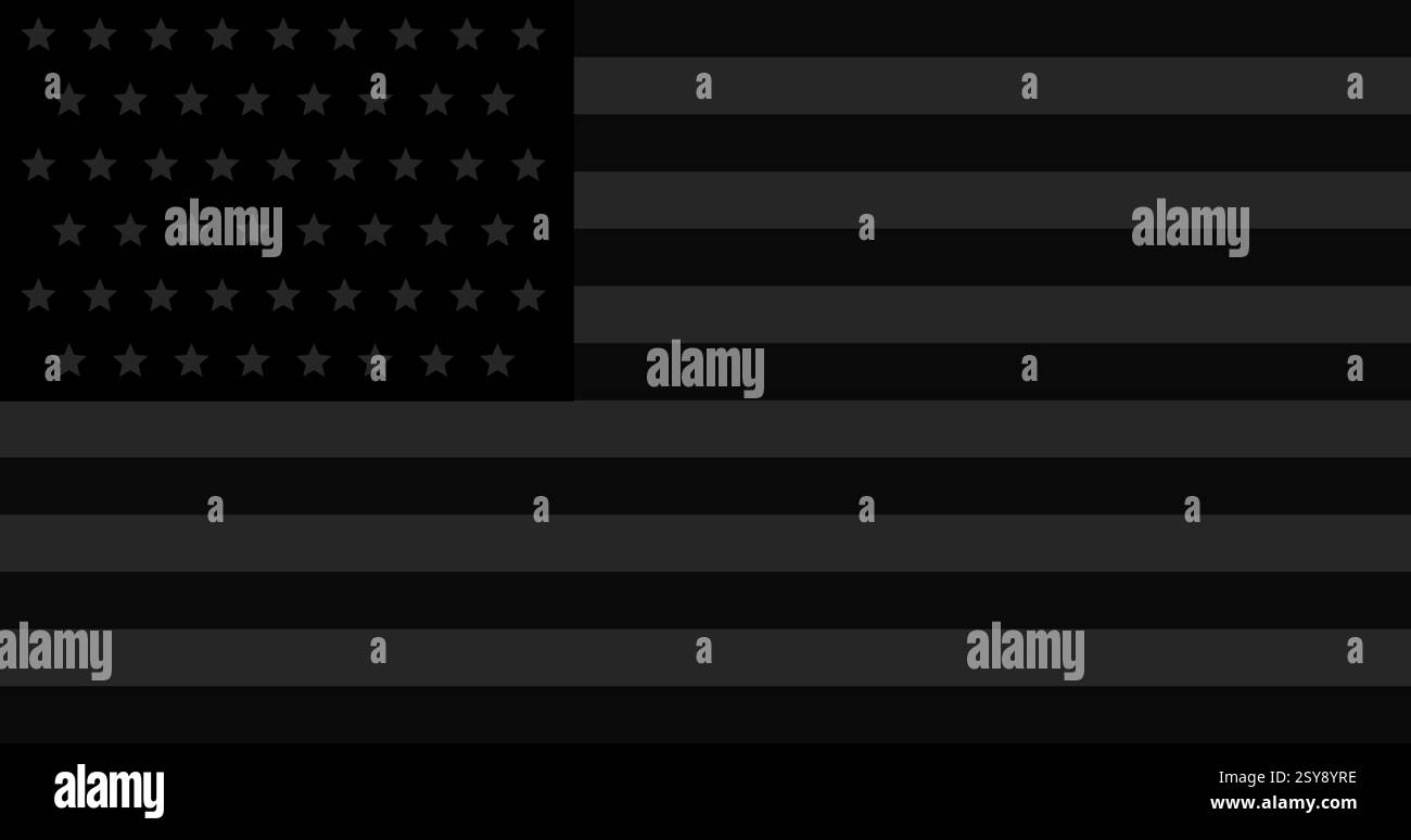 Bandiera americana nera, bandiera USA monocromatica, illustrazione vettore patriottico Illustrazione Vettoriale