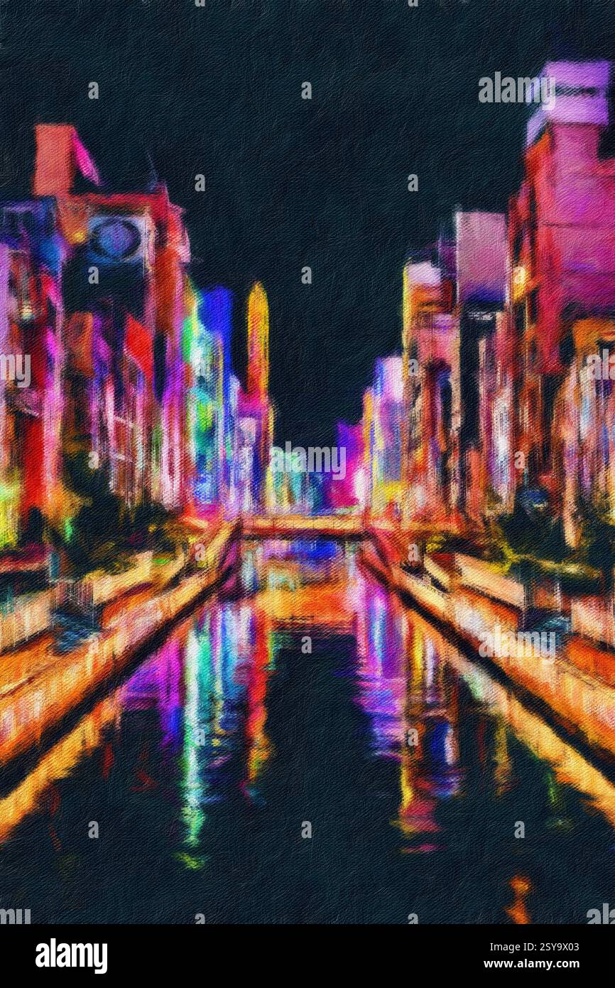 Canale di Dōtonbori, Osaka, Giappone. Foto Stock