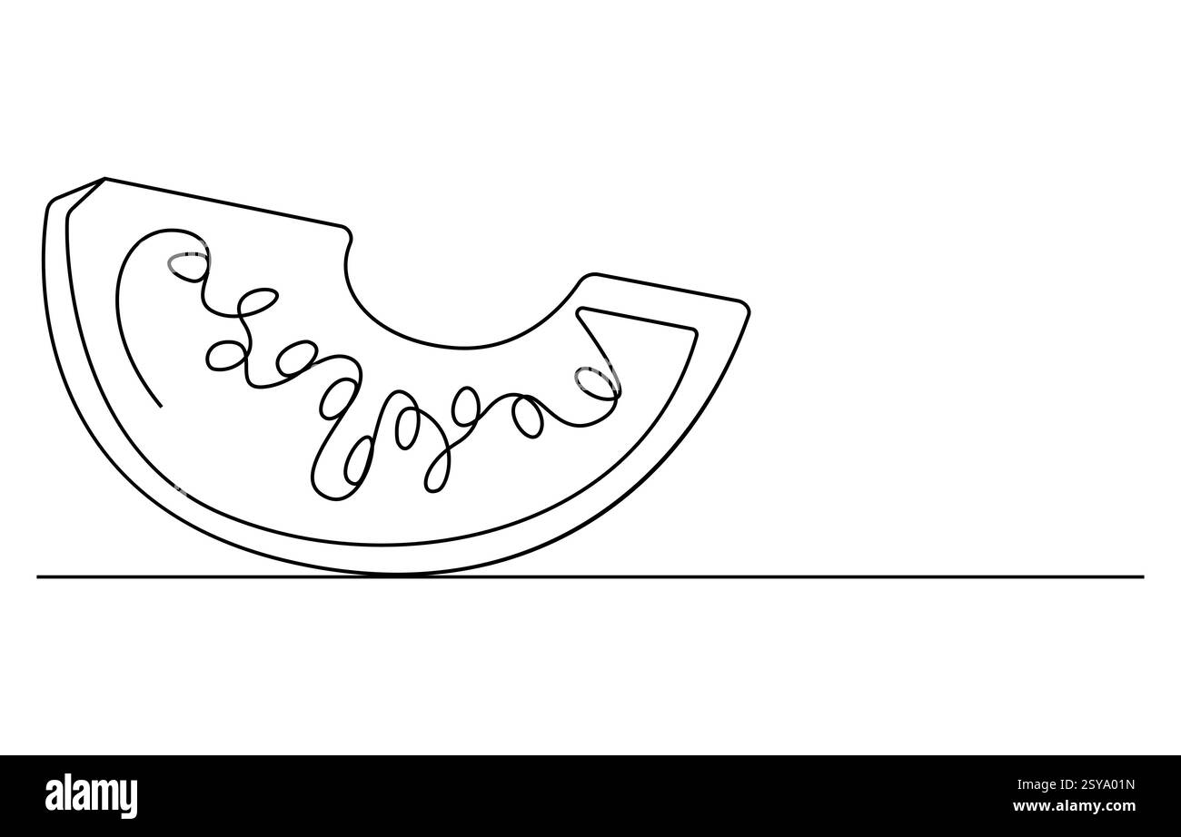 Anguria su una linea continua. Contorno artistico della linea dell'anguria fresca Illustrazione Vettoriale