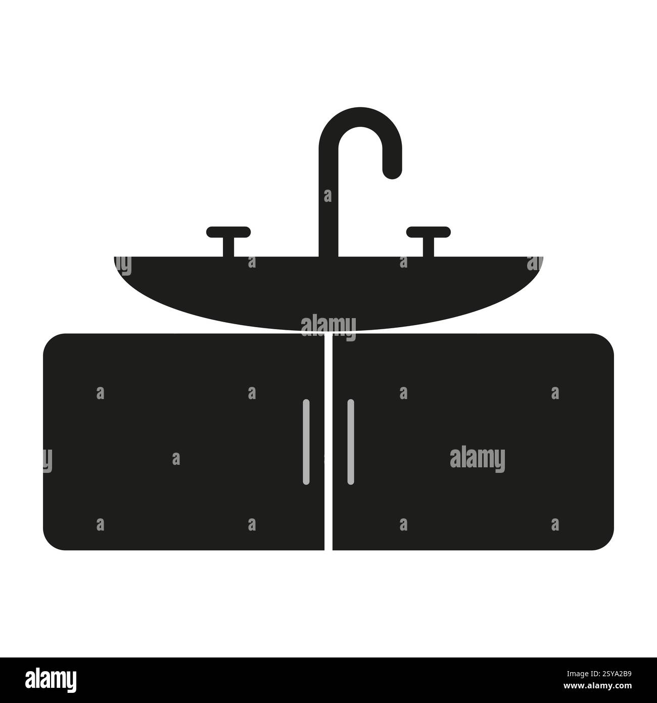 Icona sink. Lavandino in bagno. Simbolo dell'impianto idraulico dell'acqua. Illustrazione vettoriale. Illustrazione Vettoriale