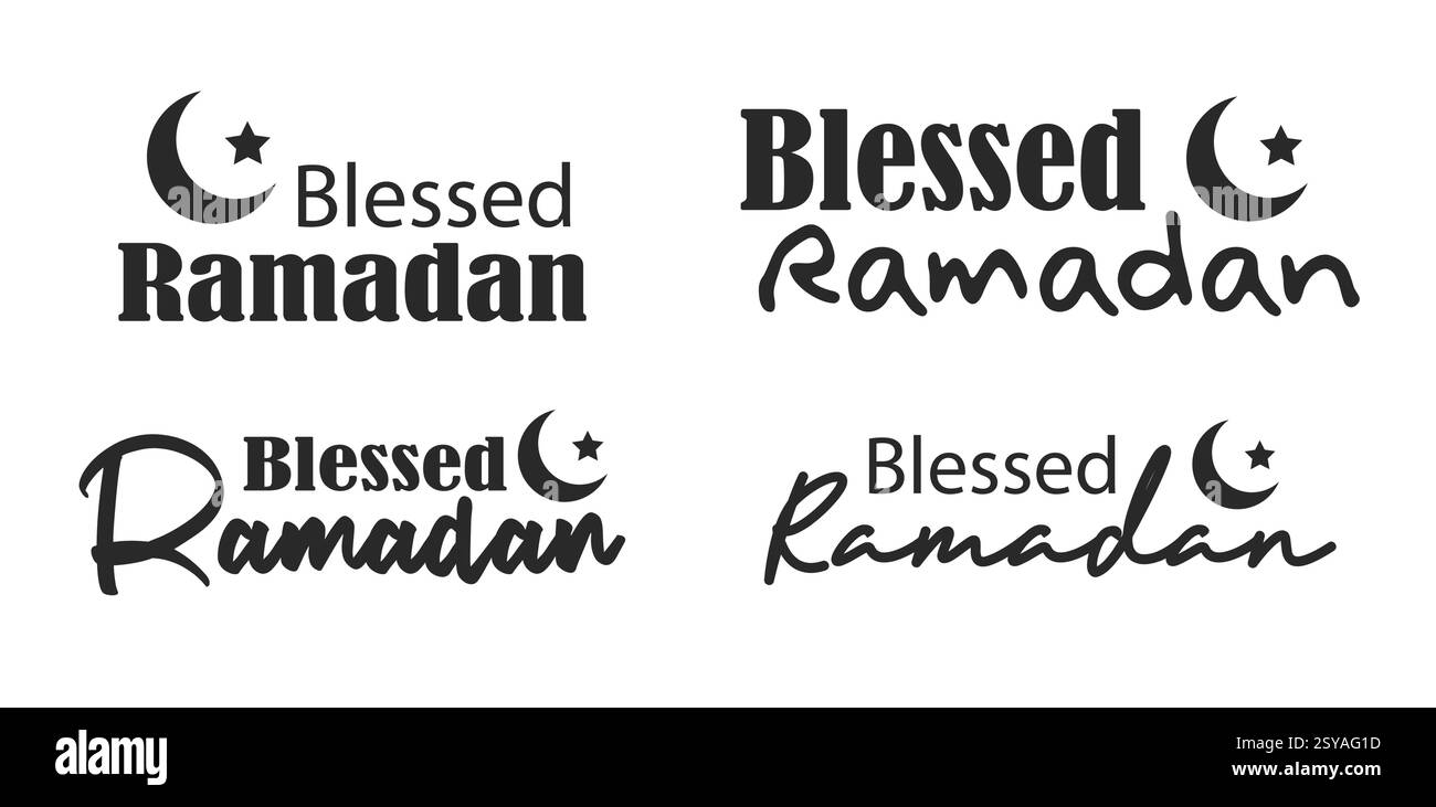 Design di testo benedizione Ramadan per t-shirt. Tipografia Ramadan e design lunare. Illustrazione Vettoriale