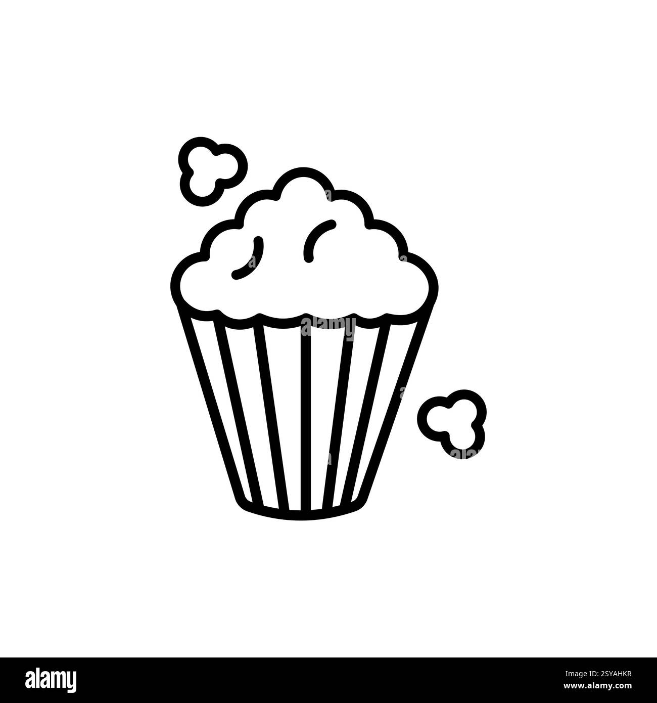 Icona linea popcorn. Un unico simbolo di alta qualità del fast food per il web design o l'app mobile. Segni sottili di popcorn per il logo del design, la scheda visita, ecc. Illustrazione Vettoriale