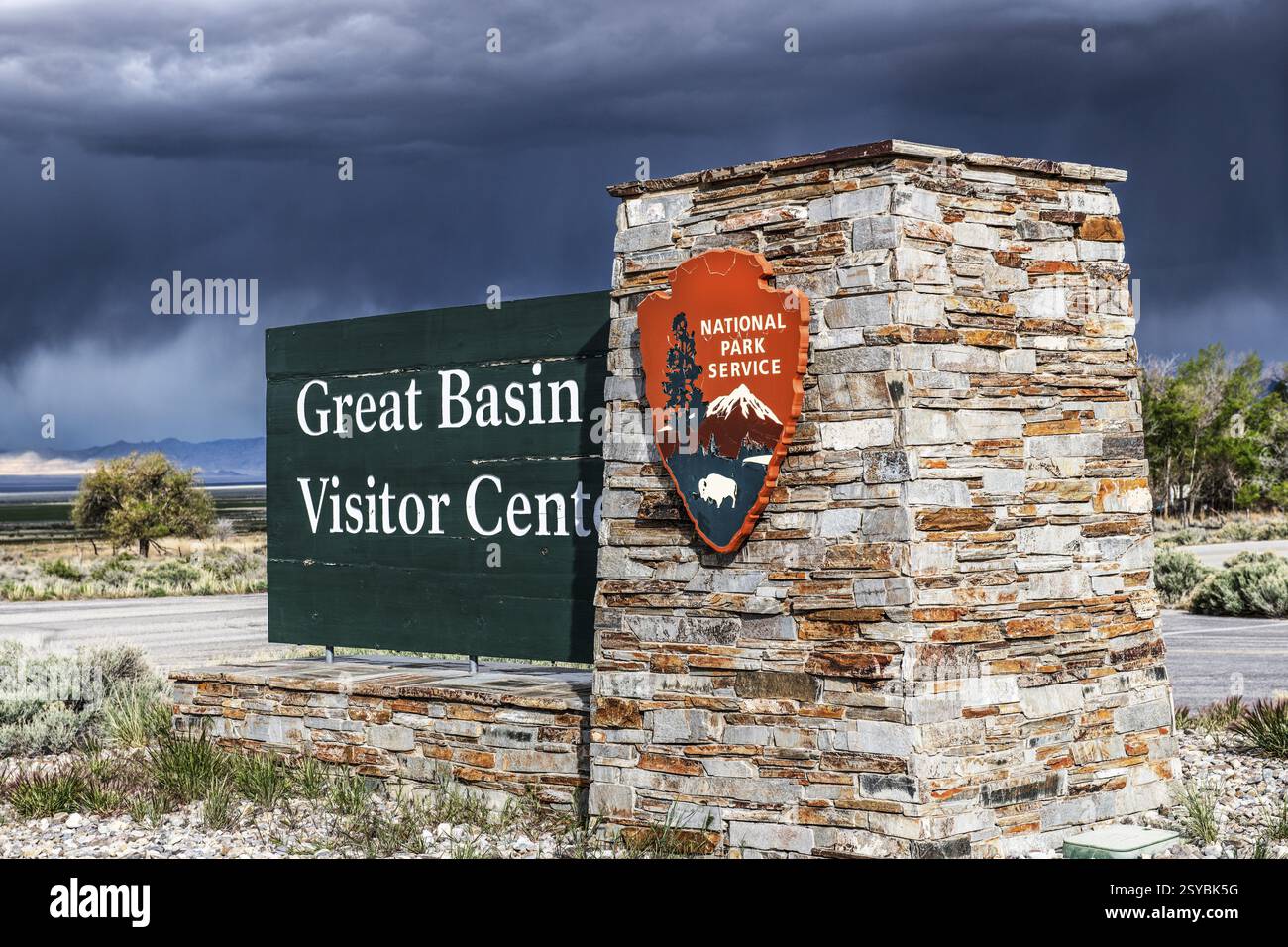 Cartello, Great Basin Visitor Centre, autostrada US 93, Baker, Nevada, Stati Uniti, nord America Foto Stock