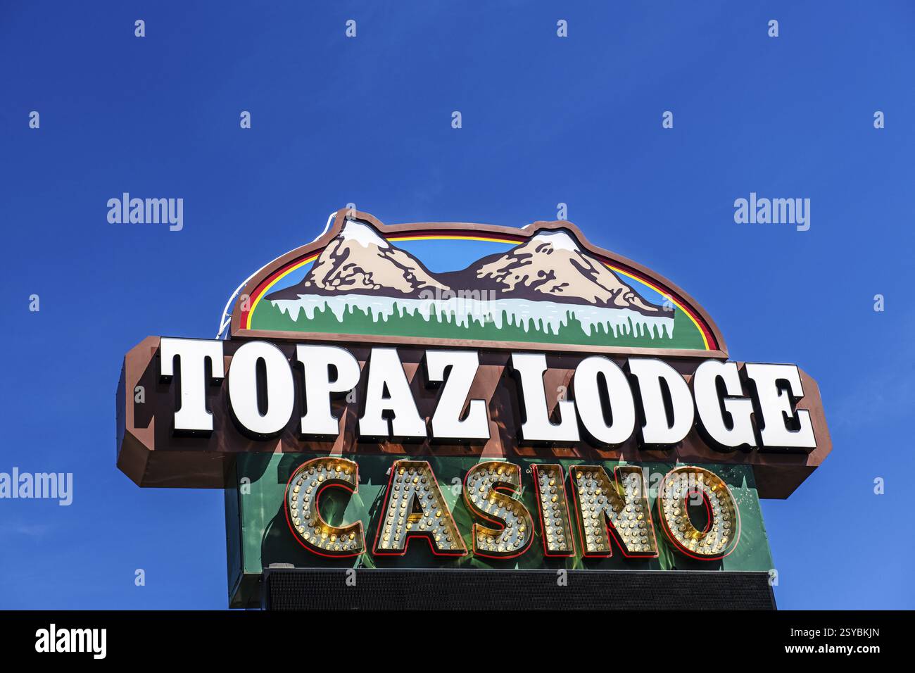 Topaz Lodge-Neonschild, Gardnerville, Nevada, Stati Uniti, Nord America Foto Stock