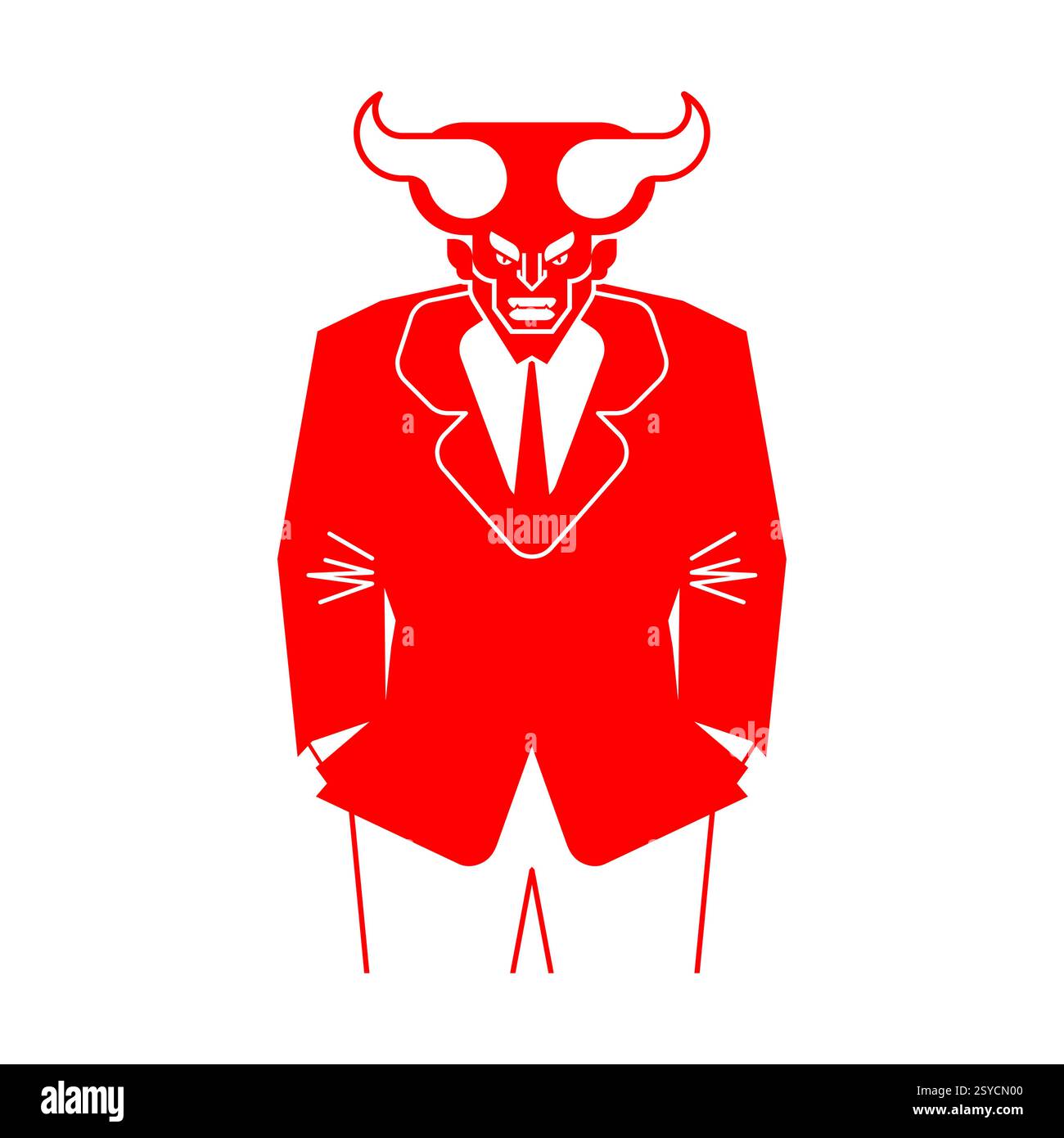 Uomo d'affari di Satana. Demone in tuta. Capo Lucifer. Illustrazione Vettoriale