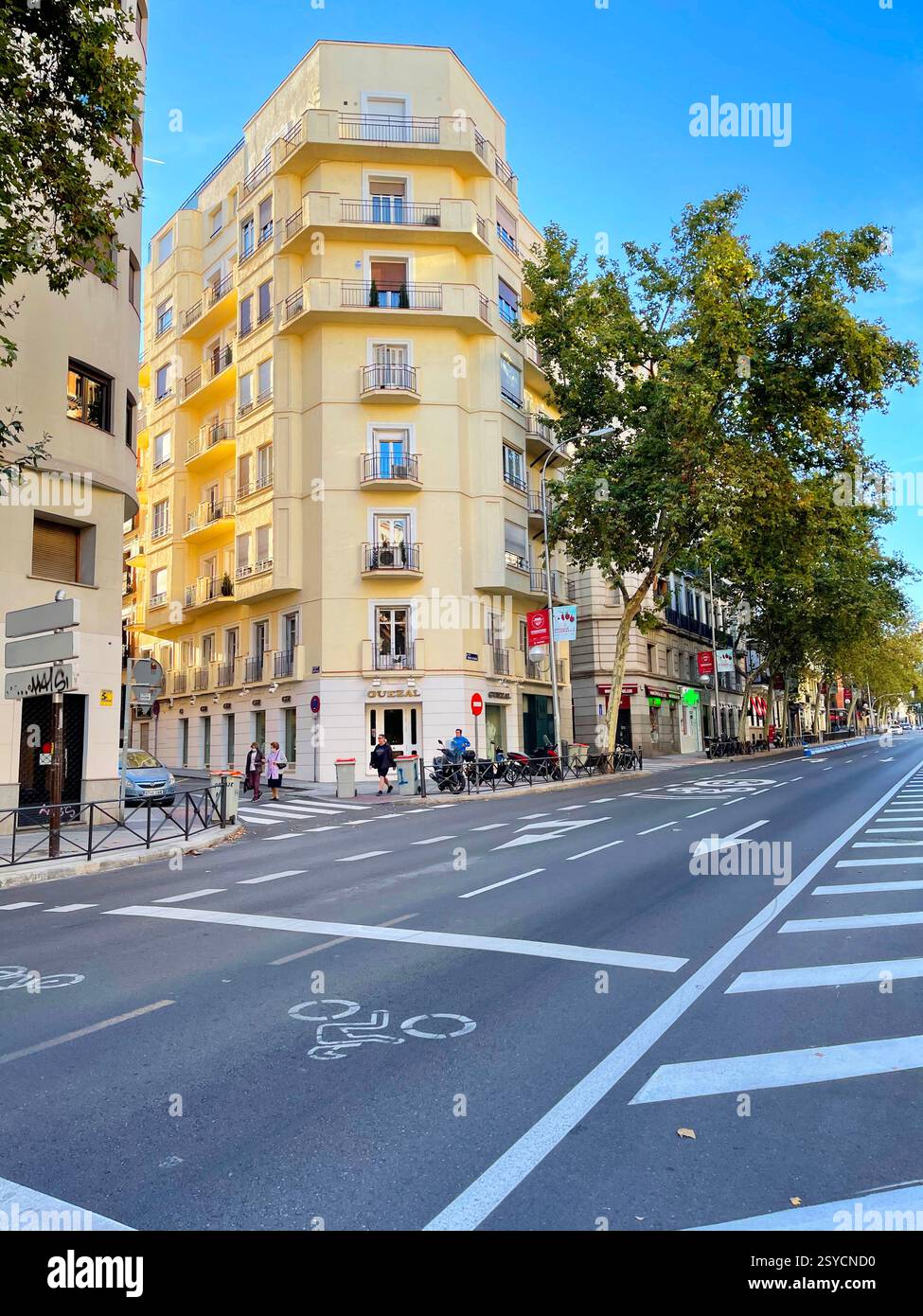 Via Principe de Vergara, Madrid, Spagna. - Immagine stock catturata con smartphone