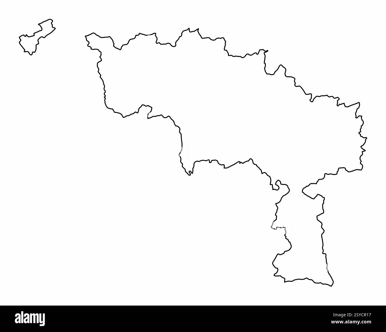 Mappa di profilo della provincia di Hainaut isolata su sfondo bianco, Belgio Illustrazione Vettoriale