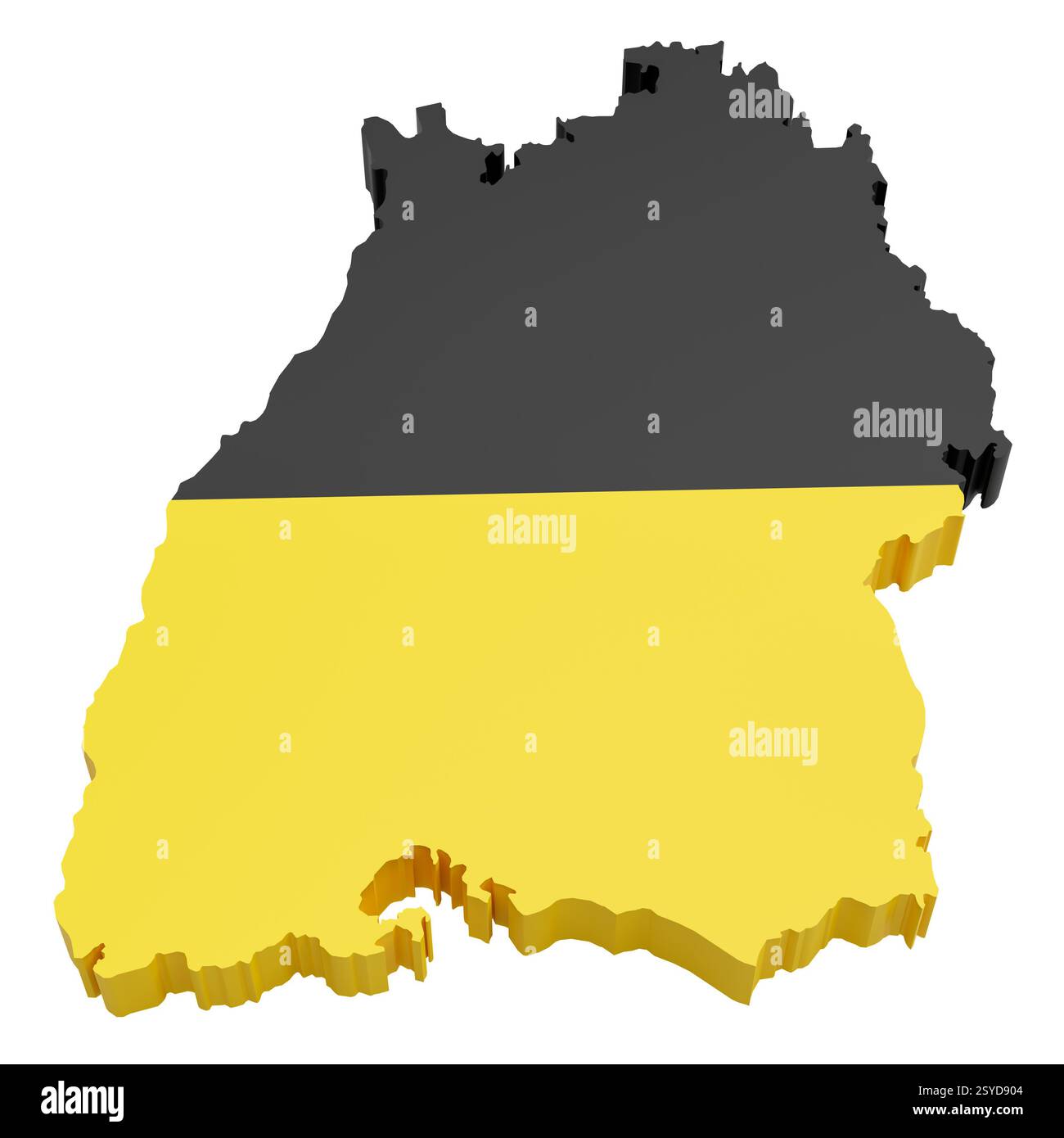 Lo stato tedesco Baden-Württemberg evidenziò e copriva secondo la bandiera ufficiale. Isolato su sfondo bianco puro per una migliore separazione Foto Stock
