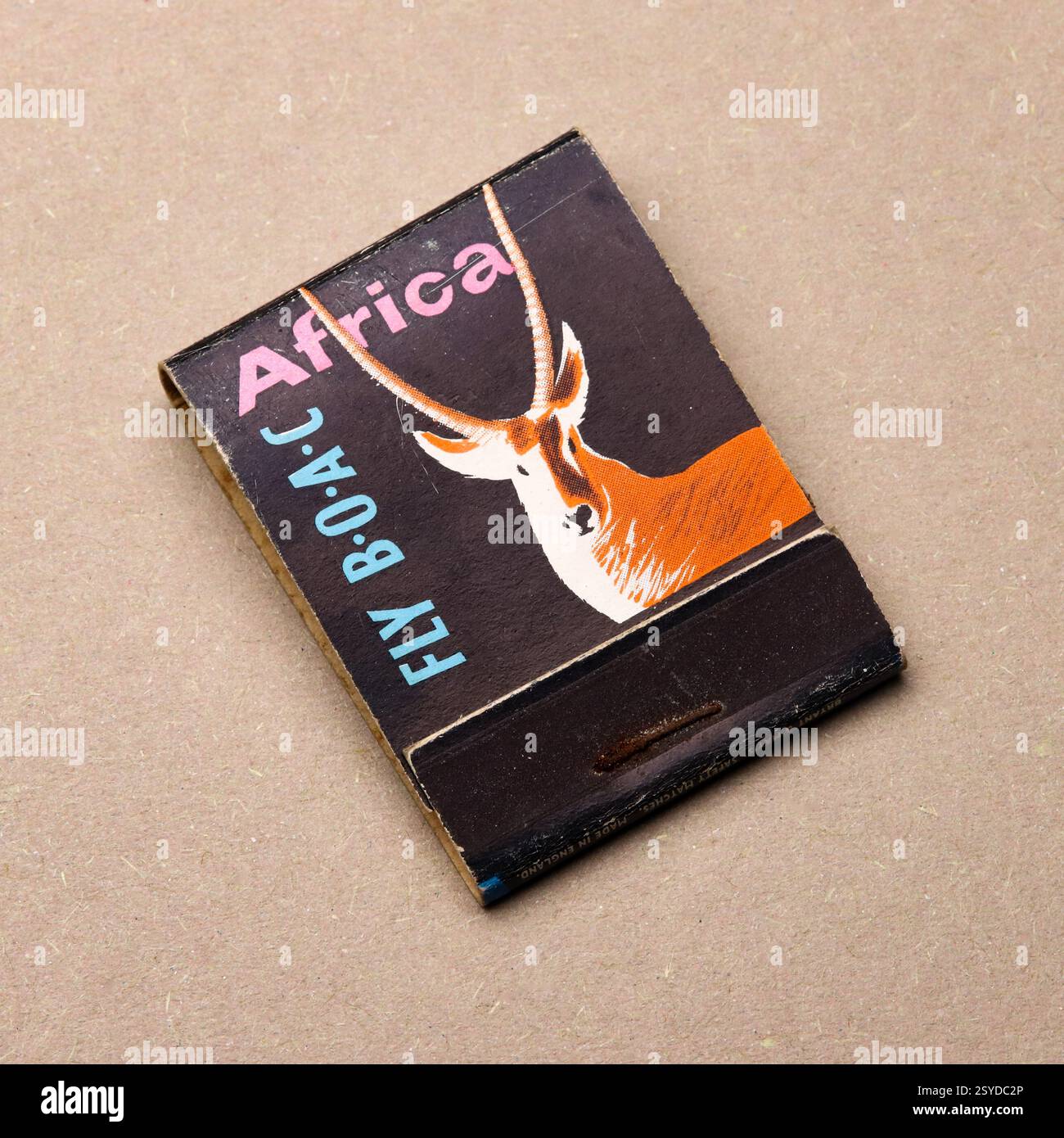 British Overseas Airways Corporation (BOAC) 1960's matchbook. Foto Stock