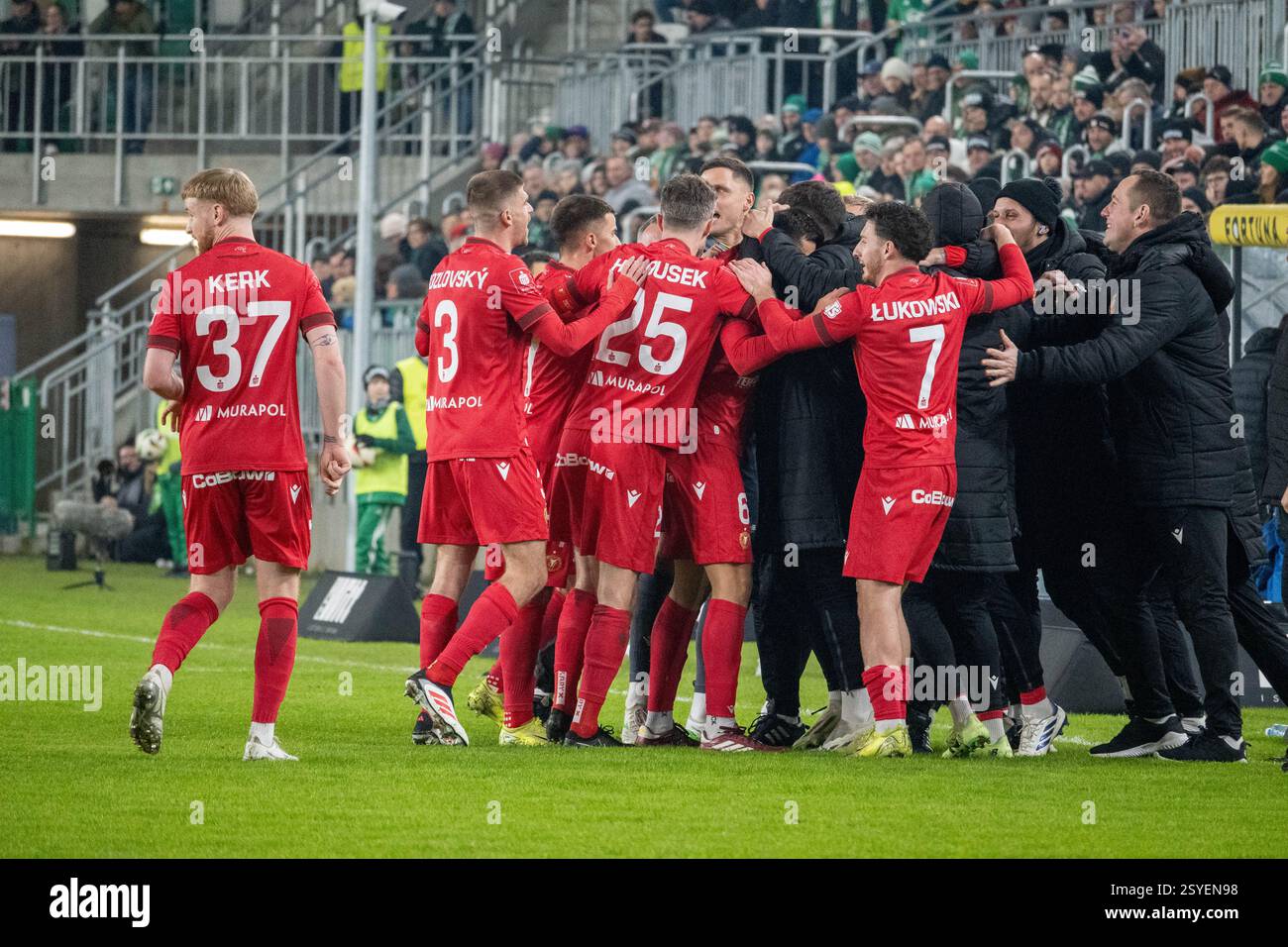 Widzew Łódź durante il PKO BP EKSTRAKLASA match. Radomiak Radom vs Widzew Łódź, Stadion im. Braci Czachorów, Struga 63, Radom, Polonia. 28.02.2024 crediti: Mateusz Piotrowski/Alamy Live News Foto Stock